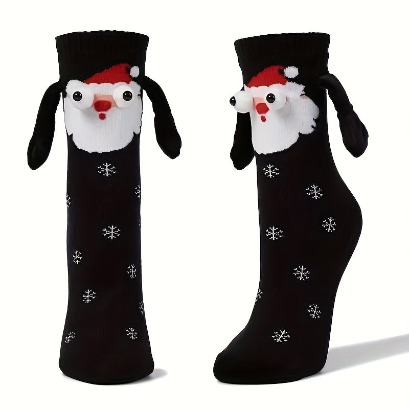 Christmas Doll Hand in hand Mid calf Socks For Couples