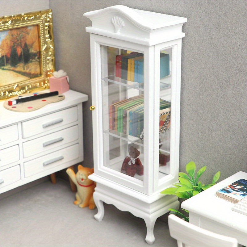 12 Dollhouse Model with Mini Furniture - Arched Top Single Door Wooden Cabinet