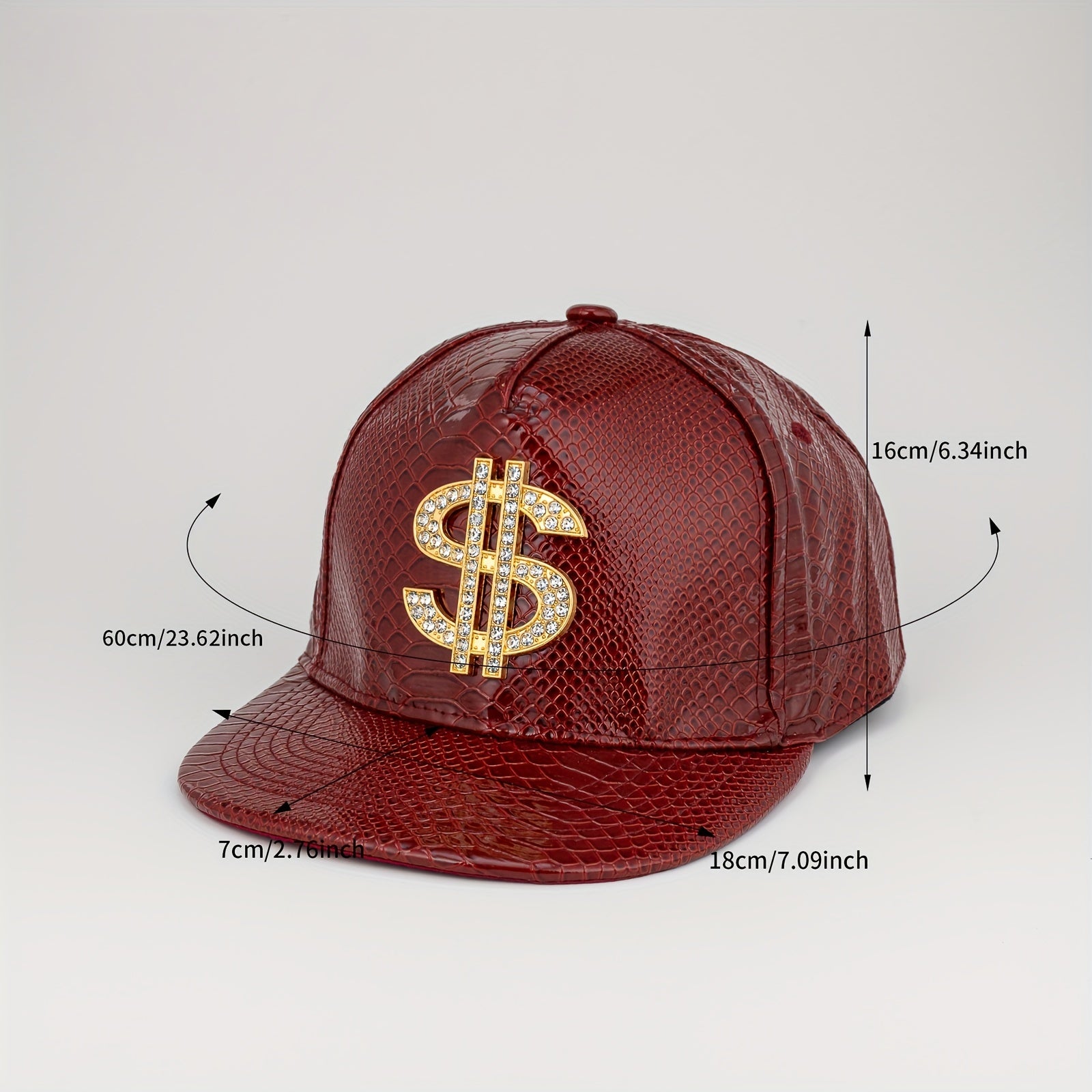 Men's PU Leather Baseball Cap with Dollar Pattern