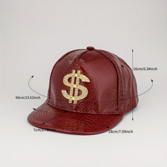 Men's PU Leather Baseball Cap with Dollar Pattern