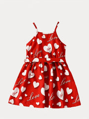 Toddler Girls Heart Graphic Belted Cami Princess Dress