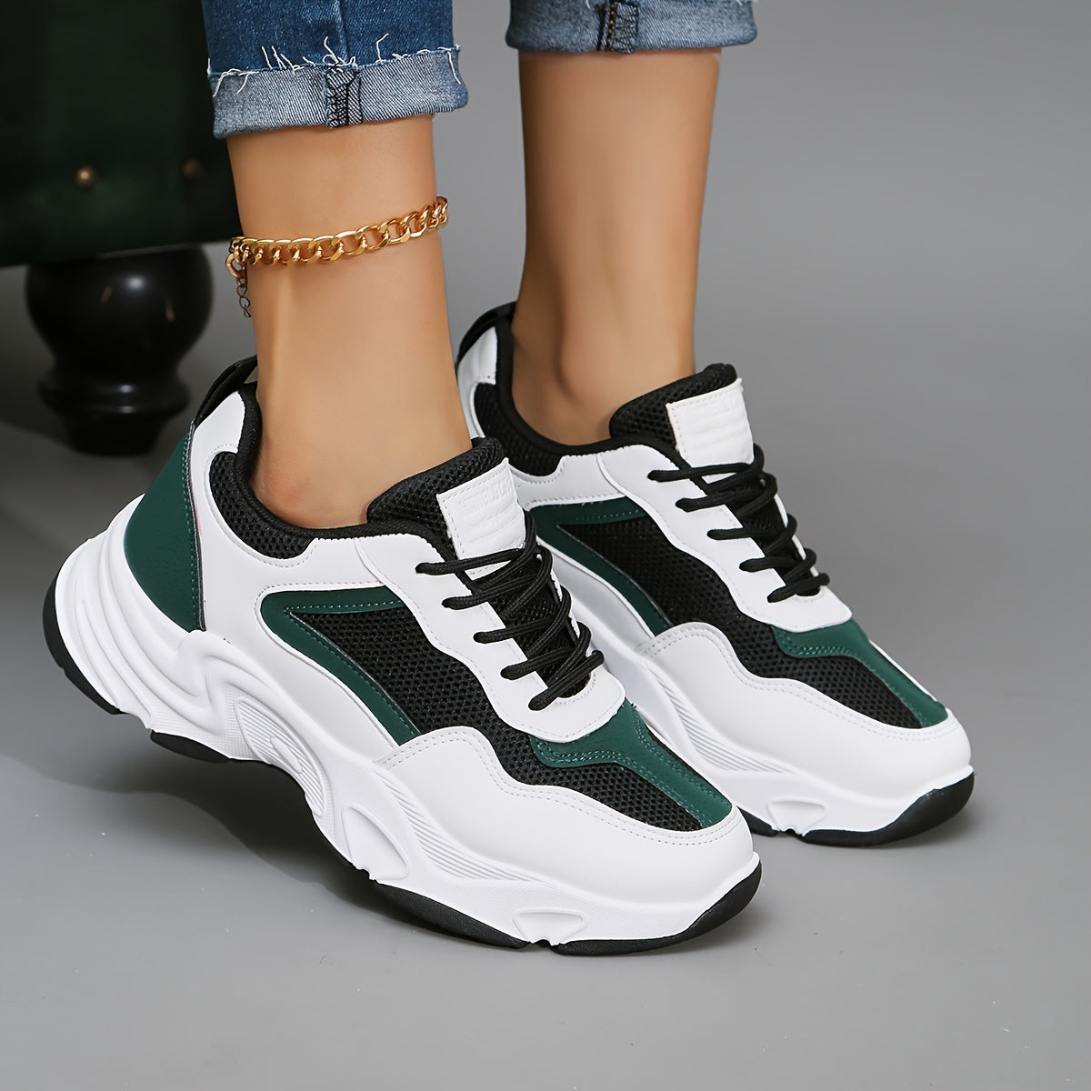 Women's Mesh Chunky Sneakers Lace Up Sports Shoes