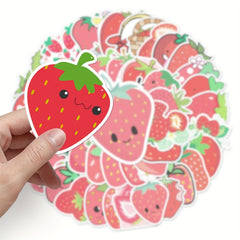 50pcs Strawberry Waterproof Stickers Water Bottles Laptop Luggage