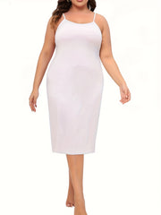 Solid Round Neck Cami Dress & Long Sleeve Tie Front Robe Pajama Set