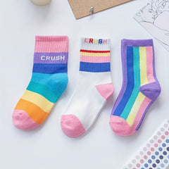Colorful Rainbow Crew Socks for Kids