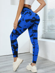 Tie Dye Seamless Sports Leggings Women High Waist Yoga Butt Lifting Tights