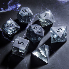 7pcs Matte Relief Gemstone Lightning Zircon Polyhedral Dices