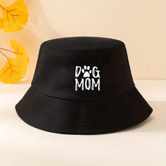 Cotton Bucket Hat Dog Mom Print Lightweight Sunscreen