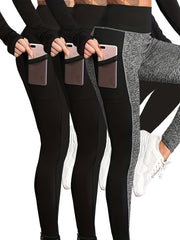 3 Pack Plus Size Sports Leggings Set Women's Plus Size Yoga Pants 3pcs Set