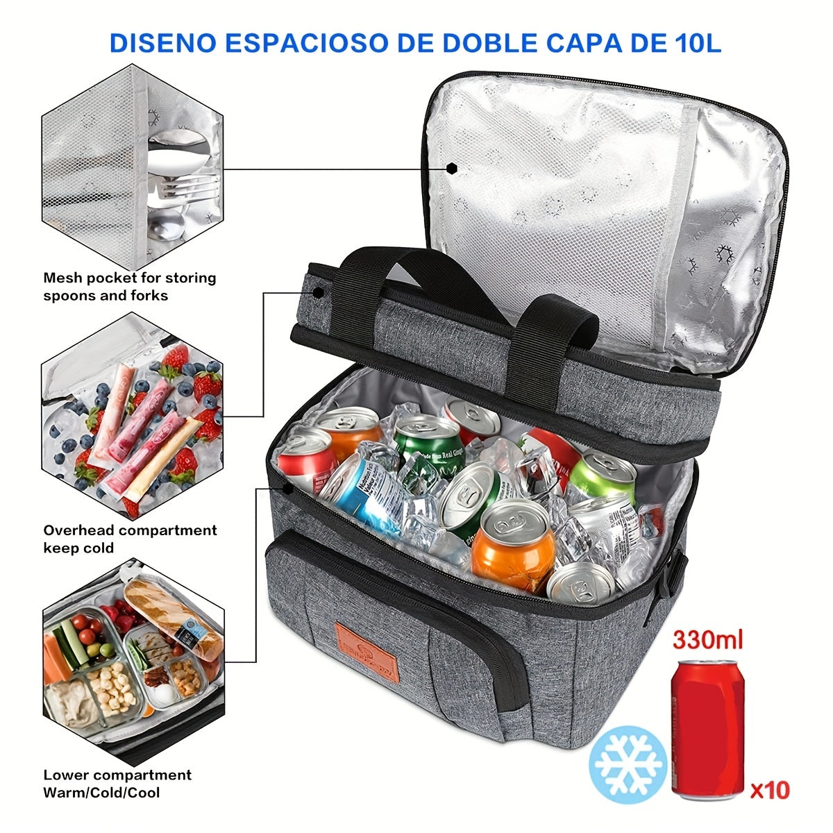 Adjustable Strap Bento Bag with Ice Pack - Outdoor Lunch Box