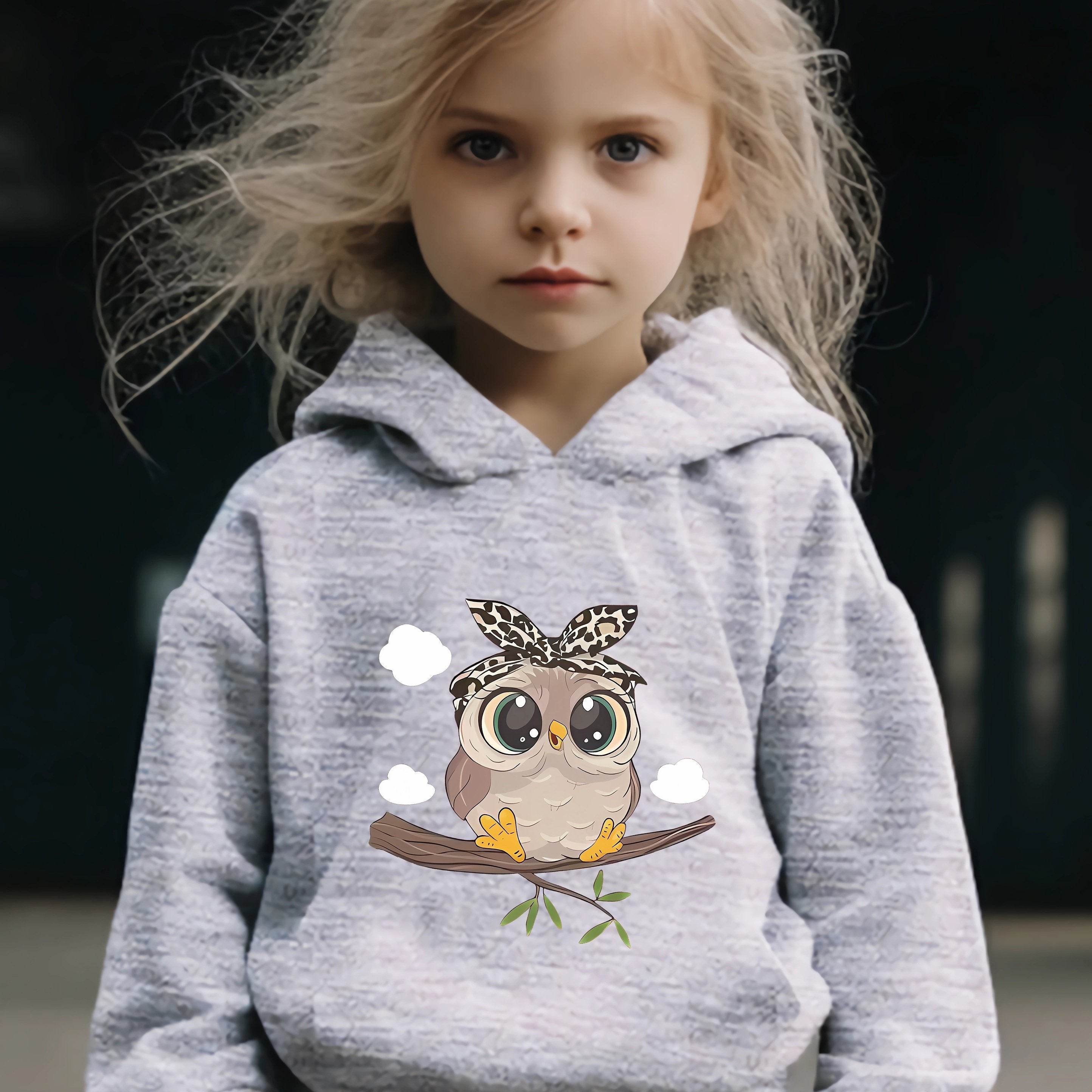 Owl Print Girls Sports Outfit Set for Spring & Fall