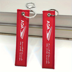 Letter Embroidery Woven Label Key Chain Pendant Backpack Hanging Key Chain