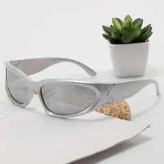 Y2K Wrap Around Sunglasses Futuristic Mirror Lens UV400
