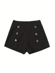 High Waist Button Decor Shorts for Summer