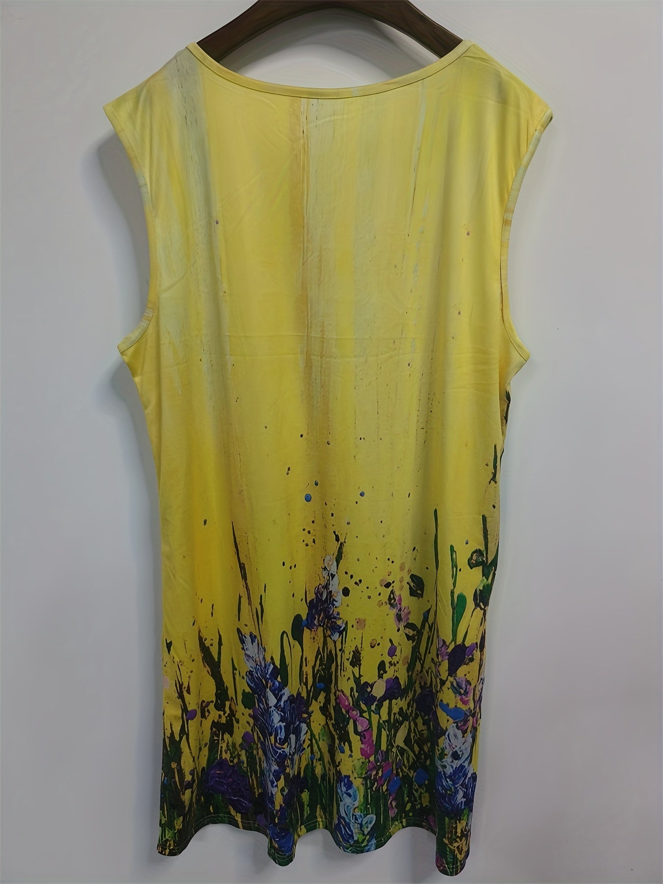 Women's Plus Ombre & Floral Print V Neck Tank Dress