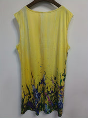 Women's Plus Ombre & Floral Print V Neck Tank Dress