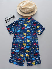 Boys Cartoon Cars Pajamas Set Short Sleeves Tops & Bottoms Cozy Homewear