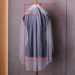 Handcrafted Beaded Edge Single Layer Bridal Veil with Comb