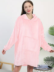 Plush Hooded Night Robe Long Sleeve Lounge Robe Women's Sleepwear