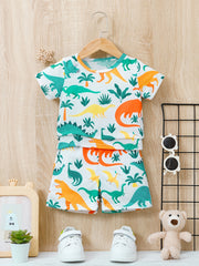 2pcs Baby Boys Dinosaur T-shirt & Shorts Set
