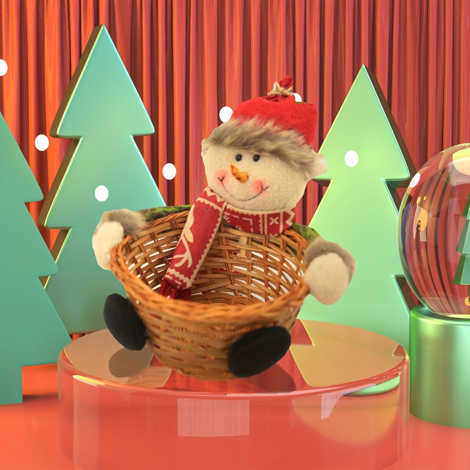 Snowman Candy Basket Christmas Party Decor