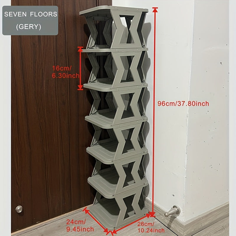 1pc High and Narrow Shoe Tower Rack for Small Space - Folding Shoe Storage