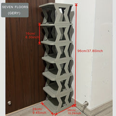 1pc High and Narrow Shoe Tower Rack for Small Space - Folding Shoe Storage