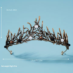 Faux Pearl Headband Rhinestone Crown Tiara for Prom Party