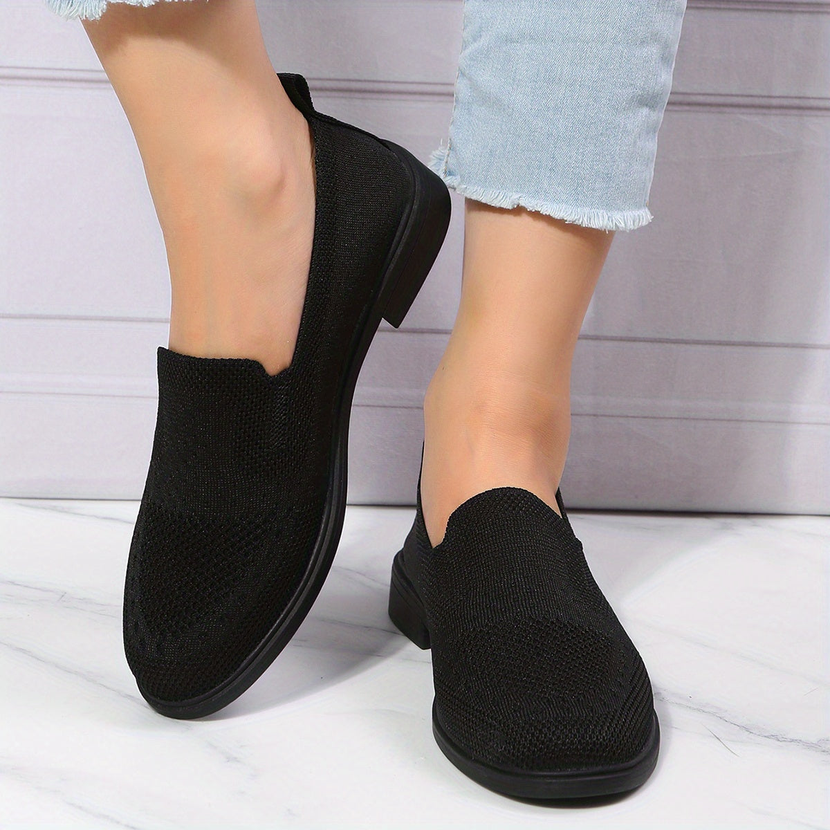 Women's Solid Flat Slip On Lightweight Non-slip Shoes