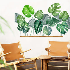 2pcs Green Tropical Plants Wall Stickers For Living Room