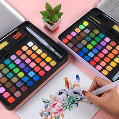 48 Colors Watercolor Paint Set in Pink Iron Box for Adults Beginners Kids