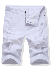 Men's Ripped Denim Shorts Casual Straight