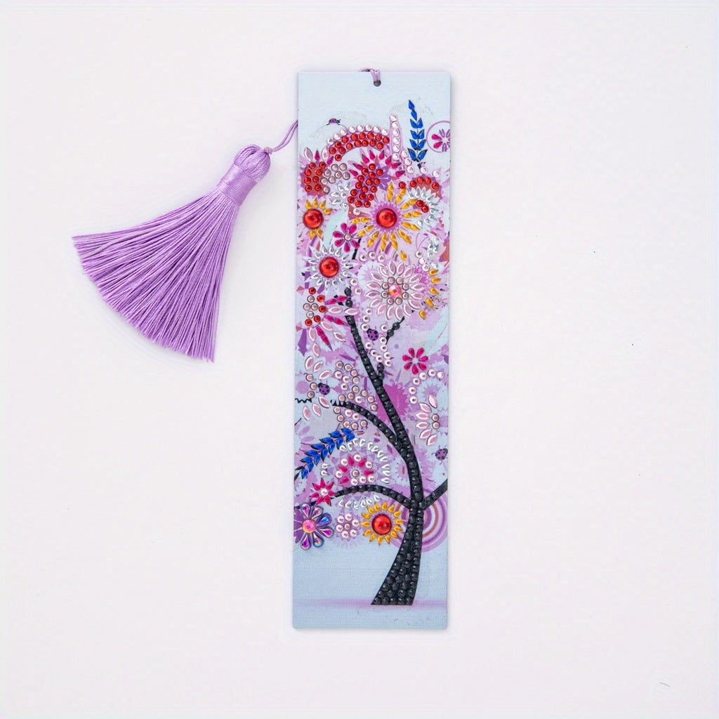 DIY Diamond Painted Leather Tassel Bookmark Embroidery Kit 1pc
