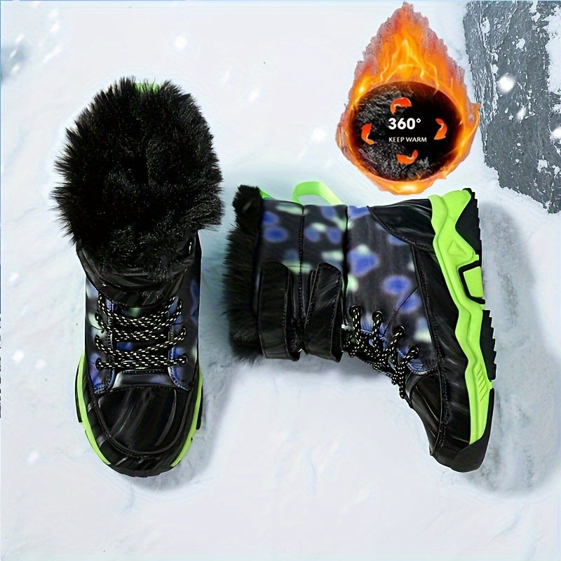 Men's Warm Snow Boots Fleece Lined Cozy Outdoor Hiking Shoes