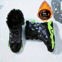 Men's Warm Snow Boots Fleece Lined Cozy Outdoor Hiking Shoes