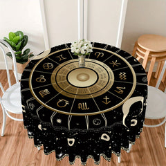 Tarot Round Tablecloth 63 Inch Boho Table Cloth Divination Tarot Pattern