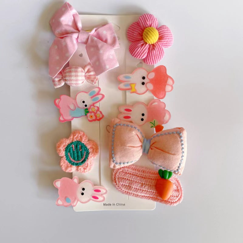 10pcs Girls Hair Clip Cartoon Animal Bow Sunflower Flower Astronaut