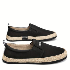 Men's Casual Slip On Canvas Loafer with Espadrille Decor