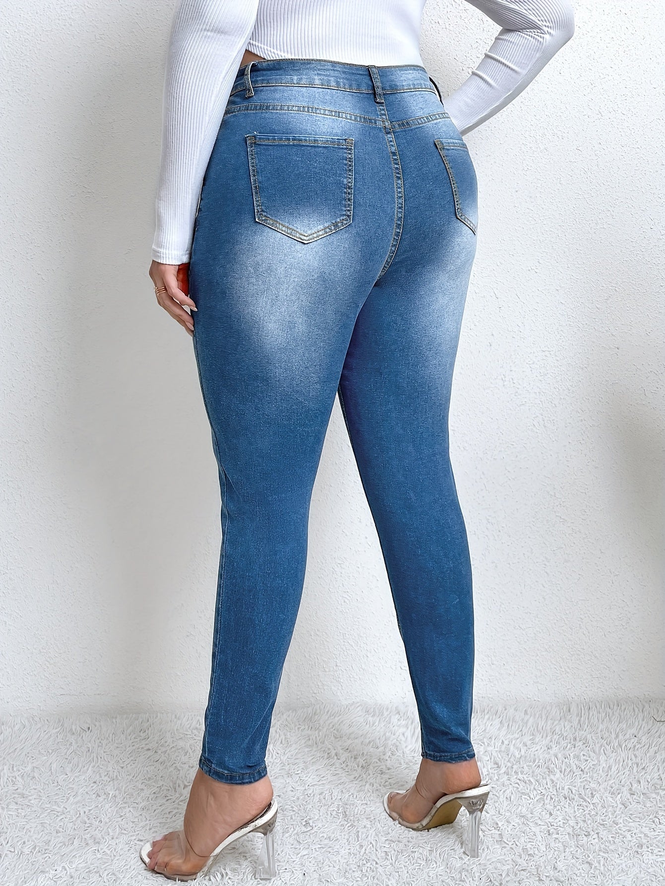 Women's Plus High Rise Skinny Pocketed Jeans