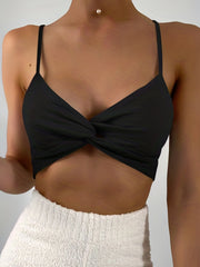 Twist Front V-Neck Cami Top Solid Color