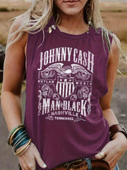 Letter Print Crew Neck Tank Top Casual Sleeveless Top For Summer