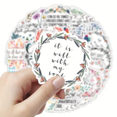 Bible Inspired Vinyl Waterproof Stickers for Kids & Teens - 50 Unique Designs