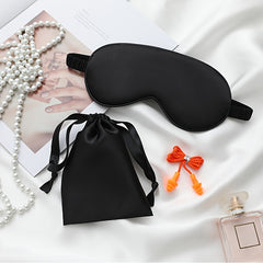 3pcs Set Soft Blackout Eye Mask With Bag & Earplugs