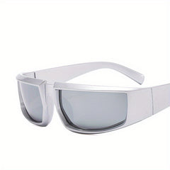 Y2K Punk Narrow Frame Sunglasses Wrap Around Mirrored Eyewear