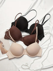 3pcs Solid T Shirt Bras Push Up Bra Women's Lingerie & Underwear
