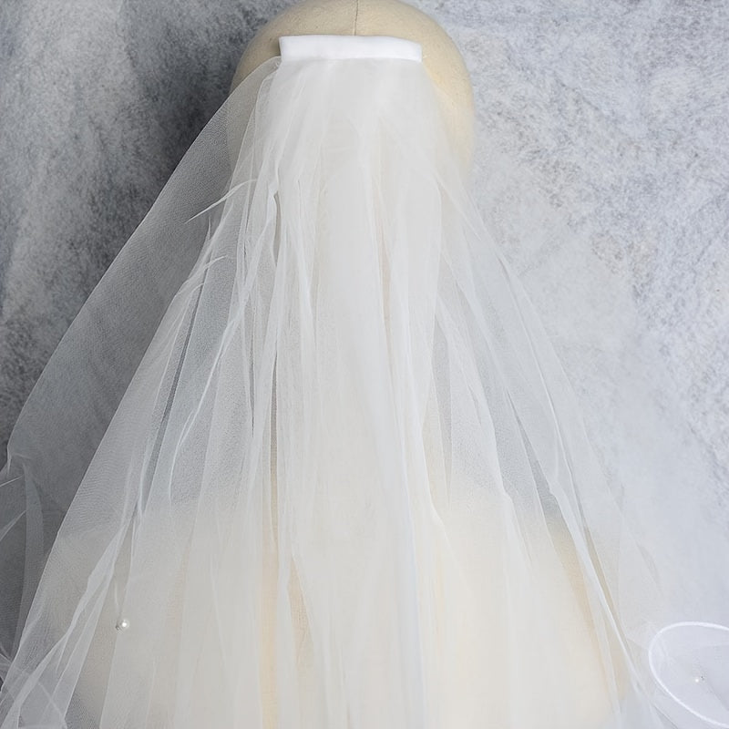 Bridal Veil Faux Pearl Head Veil Wedding Dress Hair Accessories