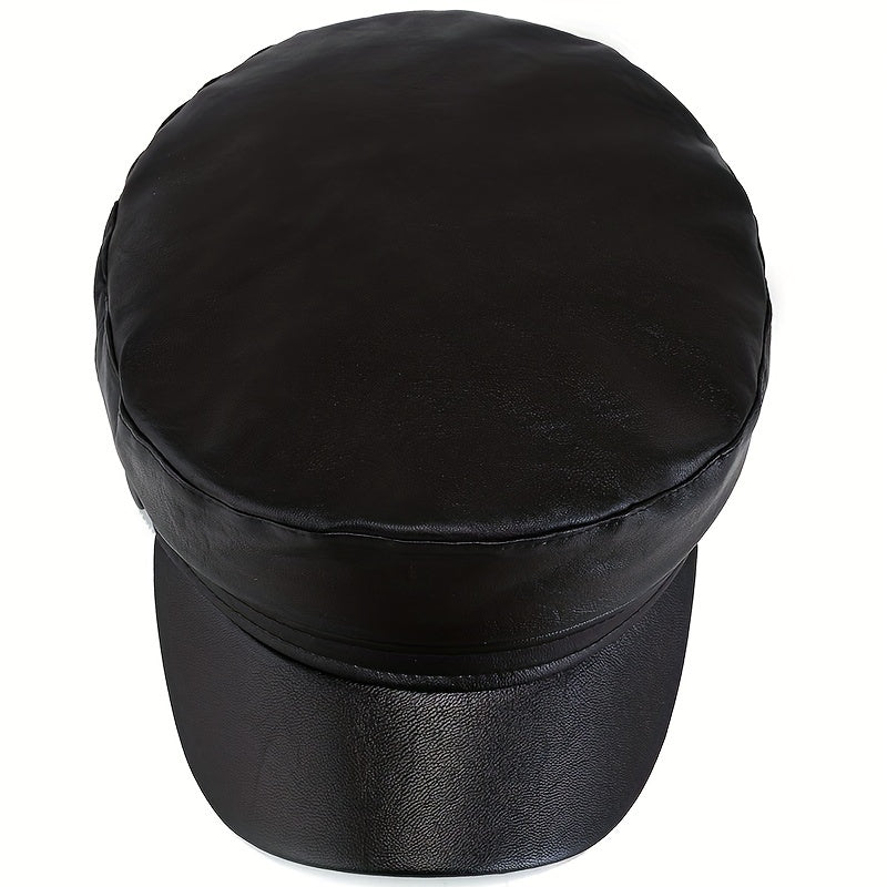 PU Leather Beret Cap Waterproof Berets British Style Women Painters Hats
