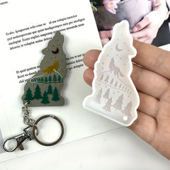Wolf Keychain Epoxy Resin Mold Silicone Mold With Hole DIY