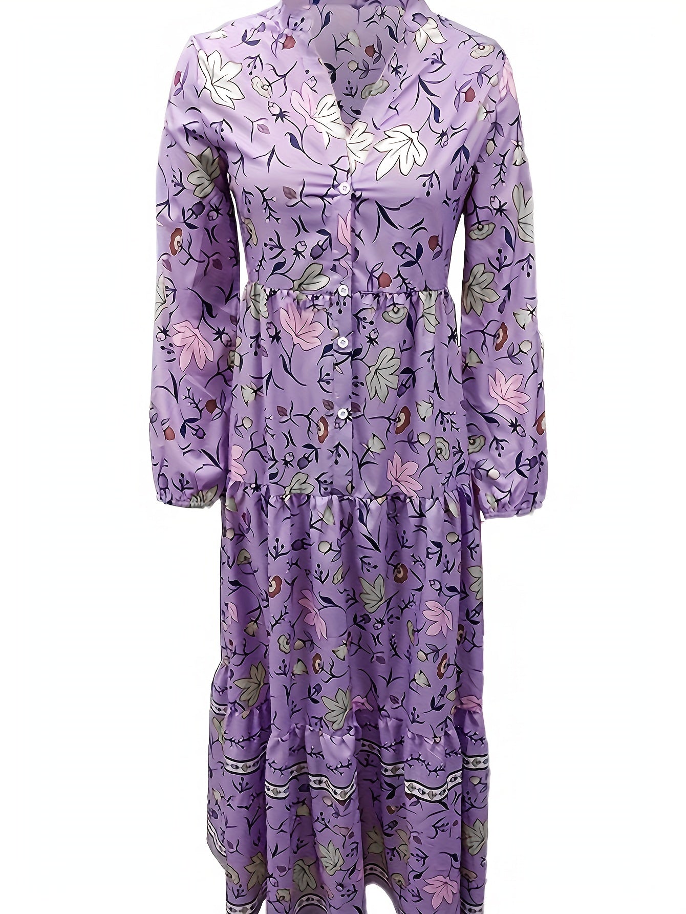 Casual Dress Women's Plus Floral Print Smock Dress