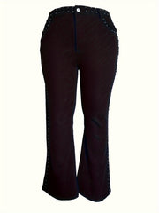 High Rise Studded Flared Leg Jeans